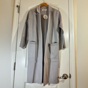 Thick Women’s Gray Open Front Lapel Cardigan Coatigan Small NWT fallfashion